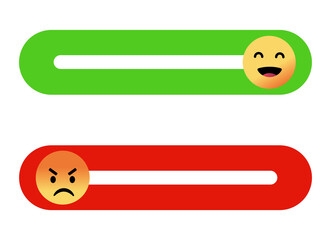Wall Mural - Smiley icon set. Emoticons positive and negative. Vector isolated red and green mood. Rating smile for customer opinion.
