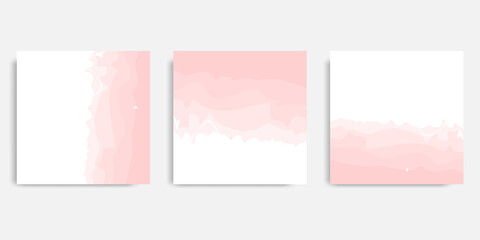 Wall Mural - Minimalist design background in soft pink pastel peach color. Vector illustration, square abstract brush water color banner template for social media post and cover.