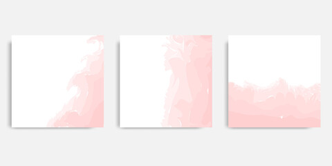 Wall Mural - Minimalist design background in soft pink pastel peach color. Vector illustration, square abstract brush water color banner template for social media post and cover.