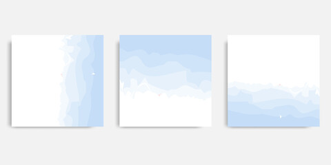 Wall Mural - Square abstract brush blue water color background. Minimalist design background ocean wave banner template for social media post and cover.