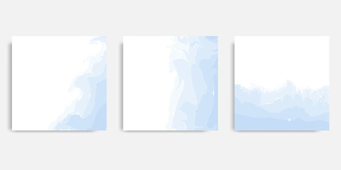Wall Mural - Square abstract brush blue water color background. Minimalist design background ocean wave banner template for social media post and cover.