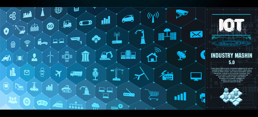Aufkleber - Start page Internet of Things and devices. Network connection concept. Web of network connections on blue futuristic background. Communication technology Internet business