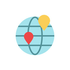 Poster - Globe, location pin icon. Simple color vector elements of camping icons for ui and ux, website or mobile application