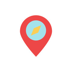 Poster - Location pin, compass icon. Simple color vector elements of camping icons for ui and ux, website or mobile application