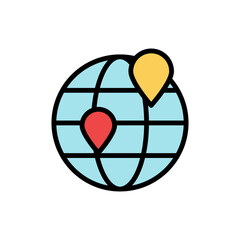 Poster - Globe, location pin icon. Simple color with outline vector elements of camping icons for ui and ux, website or mobile application
