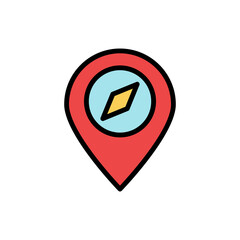 Poster - Location pin, compass icon. Simple color with outline vector elements of camping icons for ui and ux, website or mobile application