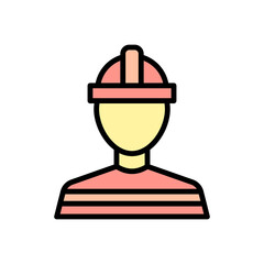 Poster - Firefighter, avatar icon. Simple color with outline vector elements of firefighters icons for ui and ux, website or mobile application