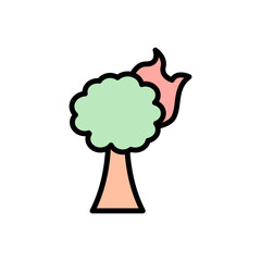 Poster - Tree, fire icon. Simple color with outline vector elements of firefighters icons for ui and ux, website or mobile application