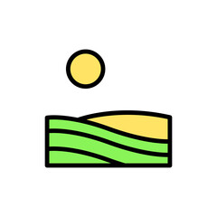 Poster - Field, sun icon. Simple color with outline vector elements of agriculture icons for ui and ux, website or mobile application