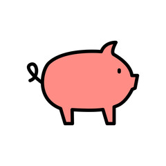 Poster - Pig, animal icon. Simple color with outline vector elements of agriculture icons for ui and ux, website or mobile application
