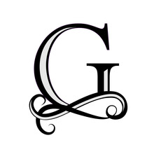 Black Letter G. Capital Letter For Monograms