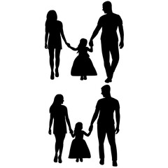 vector isolated on white background black silhouette family