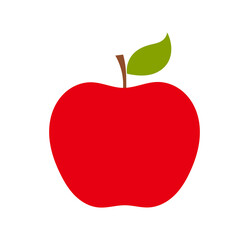Wall Mural - red apple with leaf icon.