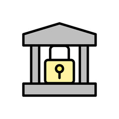 Poster - bank lock icon. Simple color with outline vector elements of bankruptcy icons for ui and ux, website or mobile application