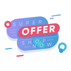 Canvas Print - super offer sticker. seasonal shopping promotion and sale advertising vector illustration in flat st