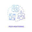 Peer mentoring concept icon. Social togetherness, mutual support idea thin line illustration. People sharing experience, helping each other. Vector isolated outline RGB color drawing