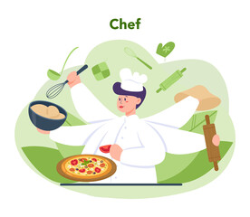 Wall Mural - pizzeria concept. chef cooking tasty delicious pizza. italian food.