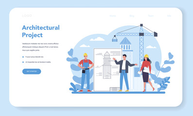 Fototapete - Architecture web banner or landing page. Idea of building project