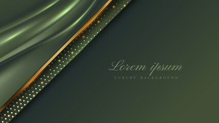 luxury background cloth green color with sparkle line golden , deluxe modern concept. vector illustration for backdrop design.