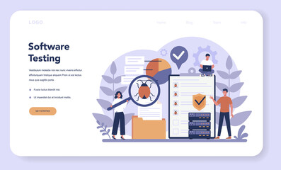 Testing software web banner or landing page. Application or website