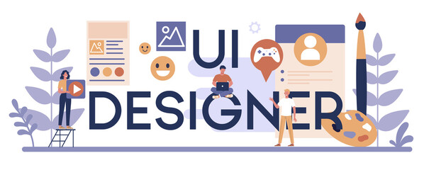 Poster - UI designer typographic header concept. App interface improvement