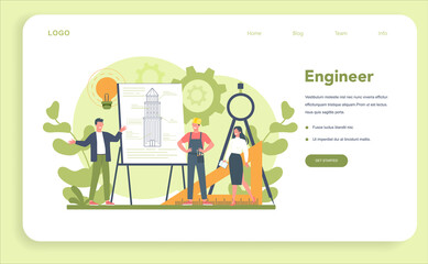 Poster - Engineering web banner or landing page. Technology and science.