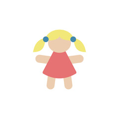 Poster - Doll icon. Simple color vector elements of Children's day icons for ui and ux, website or mobile application