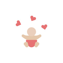 Poster - baby, hearts icon. simple color vector elements of children's day icons for ui and ux, website or mo