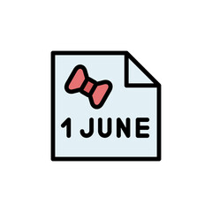Poster - 1 June, paper icon. Simple color with outline vector elements of Children's day icons for ui and ux, website or mobile application