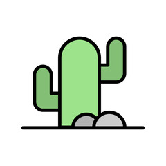 Poster - Cactus, stone icon. Simple color with outline vector elements of wilderness icons for ui and ux, website or mobile application