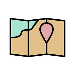 Poster - Map, desert, location pin icon. Simple color with outline vector elements of wilderness icons for ui and ux, website or mobile application