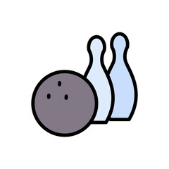 Poster - Bowling, game icon. Simple color with outline vector elements of free time icons for ui and ux, website or mobile application