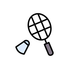 Poster - Badminton, game icon. Simple color with outline vector elements of free time icons for ui and ux, website or mobile application
