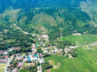 The beautiful aerial view of Lake Toba. Lake Toba is one of the tourist destinations in North Sumatra, Indonesia.