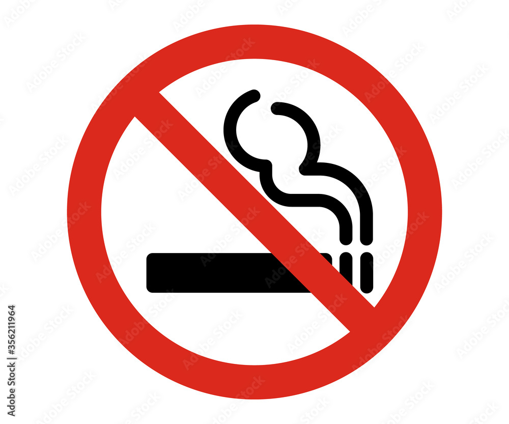no smoking warning sign, cigarette not allowed vector sign Stock Vector