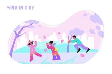 Sticker - Windy Weather Flat Illustration