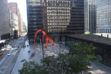 Flamingo In The Federal Plaza In Chicago. The Stabile Was Constructed By American Sculptor Alexander Calder