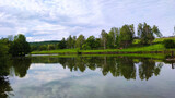 Fototapeta Krajobraz - Perfect lake landscape in the spring season