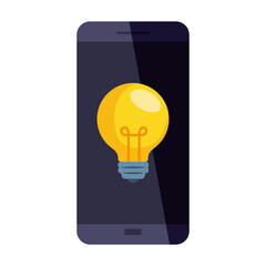 Poster - smartphone with light bulb design, Idea creativity genius and imagination theme Vector illustration