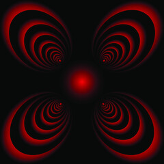 Wall Mural - Vortex wave optical illusion red and black in black background