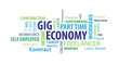 Gig Economy Word Cloud on a Blue Background