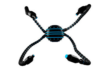 Futuristic robot dron with tentacles. 3d rendering