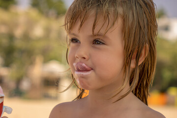 little girl eating ice cream