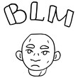 © Anna - Black lives matter emblem on white isolated backdrop. Afro man, blm text for invitation or gift card, social banner, news blog, flyer. Phone case or cloth print. Doodle style stock vector illustration