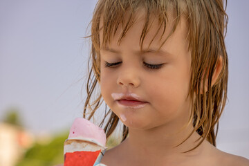 little girl eating ice cream