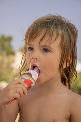 little girl eating ice cream