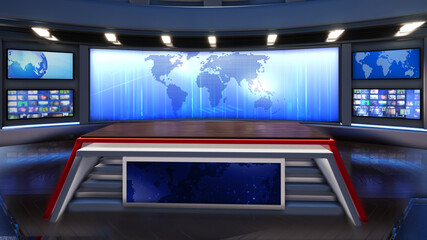 Wall Mural - 3d virtual news studio