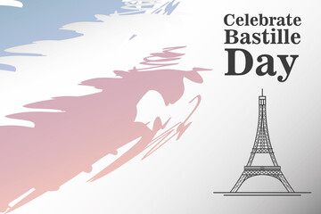 Sticker - banner or poster for the French national day, label celebrate bastille day