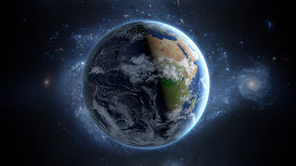 Wall Mural - planet earth as seen from space. with stars background. 3d rendering