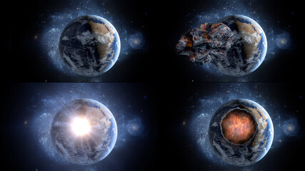 Wall Mural - flying asteroid, meteorite to earth. outer space. armageddon. 3d rendering